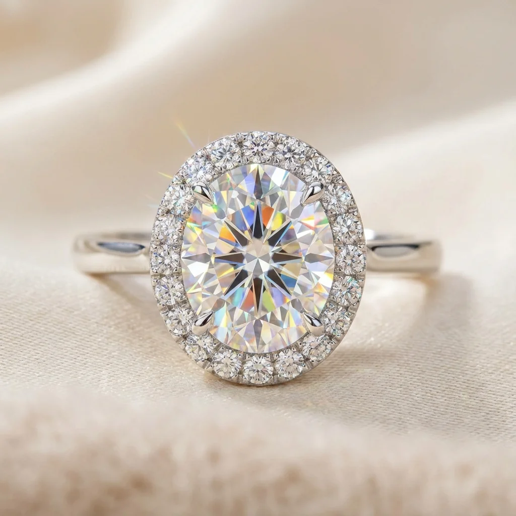 Sparkling moissanite ring showcasing brilliant cut and handcrafted setting